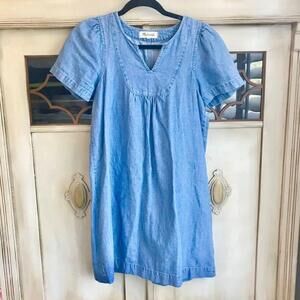 VGUC Madewell Denim Popover Swing Dress in Newsom Wash | Size XS